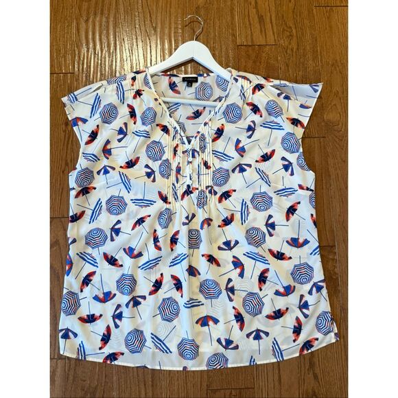 Talbots printed nautical beach umbrella blouse XL - Picture 6 of 9